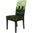 thumbnail image 1 of Dining Room Chair Covers Set of 6, Stretch Parsons Chair Slipcovers Universal Removable Washable Chair Seat Covers Protector for Dining Room, Kitchen, Hotel and Party, Green Cubes, 1 of 6