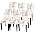 thumbnail image 1 of Dining Room Chair Covers Set of 6, Stretch Parsons Chair Slipcovers Universal Removable Washable Chair Seat Covers Protector for Dining Room, Kitchen, Hotel and Party, Grey Gold Marble, 1 of 6