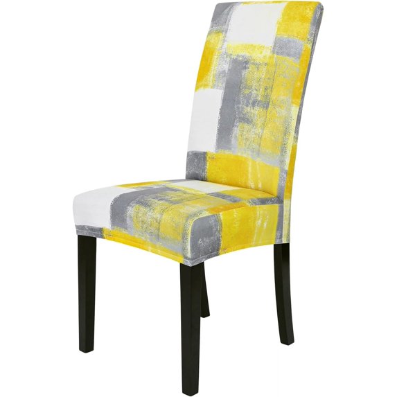 Dining Room Chair Covers Set of 6, Stretch Parsons Chair Slipcovers Universal Removable Washable Chair Seat Covers Protector for Dining Room, Kitchen, Hotel and Party, Yellow