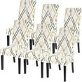 thumbnail image 1 of Dining Room Chair Covers Set of 6, Stretch Printed Kitchen Chair Slipcovers Removable Washable Parsons Chair Covers Protector for Dining Room, Hotel, Ceremony (Beige Stripe), 1 of 6