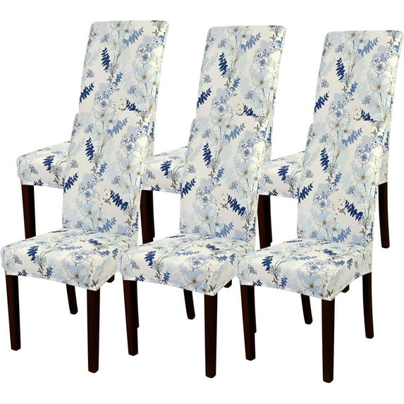 Dining Room Chair Covers Set of 6, Stretch Printed Kitchen Chair Slipcovers Removable Washable Parsons Chair Covers Protector for Dining Room, Hotel, Ceremony (Flower Pattern3)