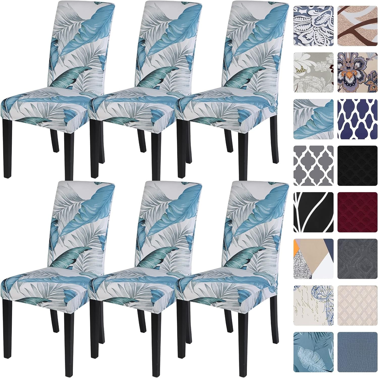 Dining Room Chair Covers Set of 6, Stretch Printed Parsons Chair ...
