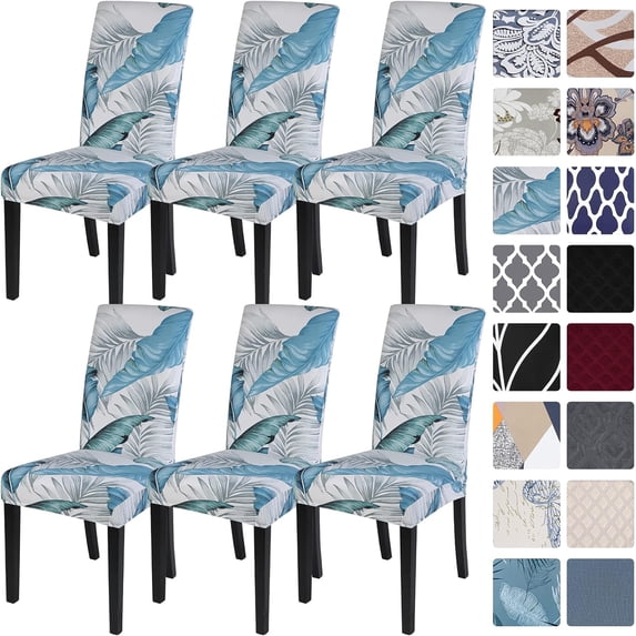 Dining Room Chair Covers Set of 6, Stretch Printed Parsons Chair Slipcovers Removable Washable Spandex Kitchen Chair Protector Cover for Dining Room, Hotel, Ceremony (Flower Pattern5)