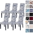 thumbnail image 1 of Dining Room Chair Covers Set of 6, Stretch Printed Parsons Chair Slipcovers Removable Washable Spandex Kitchen Chair Protector Cover for Dining Room, Hotel, Ceremony (Flower Pattern1), 1 of 6