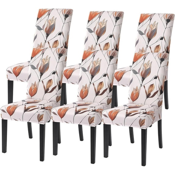 Dining Room Chair Covers Set of 6, Stretch Printed Parsons Chair Slipcovers Spandex Removable Washable Kitchen Chair Protector Cover for Dining Room, Hotel, Ceremony (Tulip Pattern)