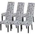 thumbnail image 1 of Dining Room Chair Covers Set of 6, Stretch Printed Parsons Chair Slipcovers Spandex Removable Washable Kitchen Chair Protector Cover for Dining Room, Hotel, Ceremony (Grey Lotus+White Texture), 1 of 6