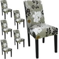 thumbnail image 1 of Dining Room Chair Covers Set of 6, Stretch Printed Parsons Chair Slipcovers Spandex Removable Washable Kitchen Chair Protector Cover for Dining Room, Hotel, Ceremony(Flowers), 1 of 6