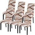thumbnail image 1 of Dining Room Chair Covers Set of 6, Stretch Printed Parsons Chair Slipcovers Super Fit Spandex Removable Washable Kitchen Chair Protector Cover for Dining Room, Hotel, Ceremony (Khaki), 1 of 6
