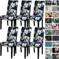 thumbnail image 1 of Dining Room Chair Covers Set of 6,Stretch Printed Pattern Parsons Chair Slipcovers Spandex Removable Washable Kitchen Seat Protector Cover for Kitchen,Hotel,Restaurant,Ceremony, 1 of 6
