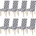 thumbnail image 1 of Dining Room Chair Covers Set of 8, Stretch Geometric Parsons Chair Slipcovers Spandex Removable Washable Kitchen Chair Protector Cover for Dining Room, Hotel, Ceremony (Gray+White), 1 of 6