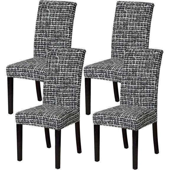 Dining Room Chair Covers Set of 4, Stretch Printed Parsons Chair Slipcovers Spandex Removable Washable Kitchen Chair Protector Cover (Birch Bark)