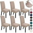 thumbnail image 1 of Dining Room Chair Covers Set of 6, Removable Washable Chair Covers for Dining Chairs Stretch Parson Chair Slipcover, Khaki, 1 of 7