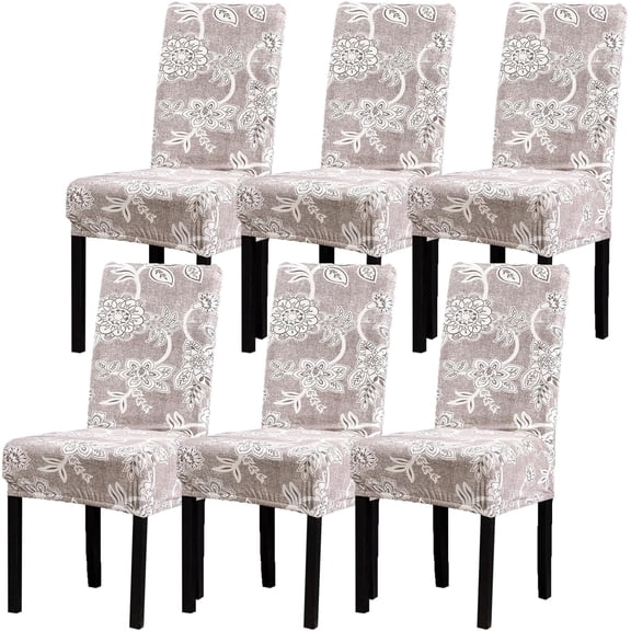 Dining Room Chair Covers Set of 6, Stretch Soft Spandex Removable Washable Chair Slipcovers for Dining Room,Hotel,Ceremony (Classy, 6 Pack)