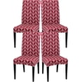 thumbnail image 1 of Dining Room Chair Covers Slipcovers Patterned Stretch Printed Parsons Dining Chair Cover Washable Removable Suitable Armless for Hotel Restaurant Ceremony Universal Size (4 Piece, red), 1 of 6