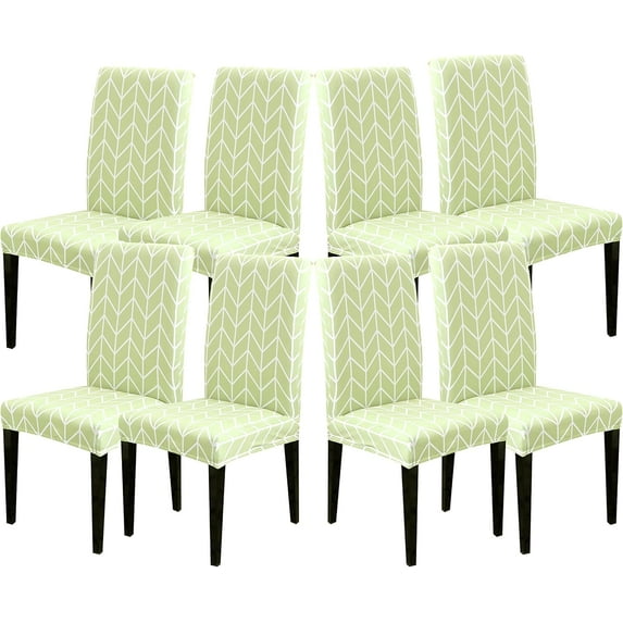Dining Room Chair Covers Slipcovers Patterned Stretch Printed Parsons Dining Chair Cover Washable Removable Suitable Armless for Hotel Restaurant Ceremony Universal Size (8 Piece, Green)