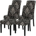 thumbnail image 1 of Dining Room Chair Covers Slipcovers Set of 4,Spandex Super Fit Stretch Removable Washable Kitchen Parsons Chair Covers Protector for Dining Room,Hotel,Ceremony,Black/Brown, 1 of 6