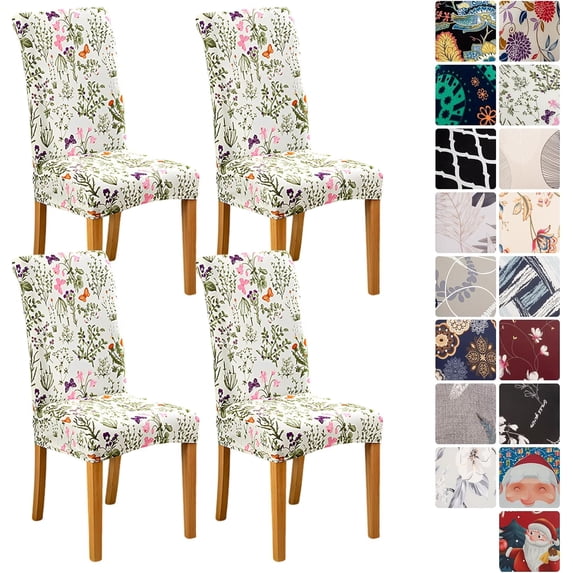 Dining Room Chair Covers Slipcovers Set of 4, Stretch Kitchen Chair Covers Washable Spandex Parsons Chair Slipcover, Removable Dining Seat Protector for Home or Party