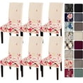 thumbnail image 1 of Dining Room Chair Covers Slipcovers Set of 6, Spandex Super Fit Stretch Removable Washable Kitchen Parsons Chair Covers Protector for Dining Room,Hotel,Ceremony, Flowers, 1 of 6
