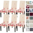 thumbnail image 1 of Dining Room Chair Covers Slipcovers Set of 6, Spandex Super Fit Stretch Removable Washable Kitchen Parsons Chair Covers Protector for Dining Room,Hotel,Ceremony, Flowers, 1 of 6