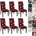 thumbnail image 1 of Dining Room Chair Covers Slipcovers Set of 6, Stretch Kitchen Chair Covers Washable Spandex Parsons Chair Slipcover, Removable Dining Seat Protector for Home or Party, 1 of 6