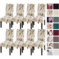 thumbnail image 1 of Dining Room Chair Covers Slipcovers Set of 8, Spandex Super Fit Stretch Removable Washable Kitchen Parsons Chair Covers Protector for Dining Room,Hotel,Ceremony(Beige+Flowers), 1 of 6