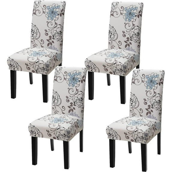 Dining Room Chair Covers Stretch Dining Chair Slipcover for Dining Chairs Parson Chair Covers Protector for Hotel, Ceremony, Banquet Wedding Party (Beige/Bule, 4 Pack)