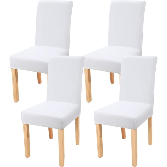 Dining Room Chair Covers, Stretch Dining Chair Slipcovers Parsons Chair Slipcover Protect Chair Covers for Dining Room, Hotel, Creemony, Banquet Wedding Party (White, 4 Pack)