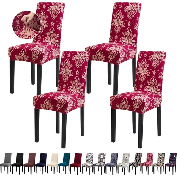 Dining Room Chair Covers - Stretch Kitchen Chair Covers Set of 4, Removable Washable Slipcovers for Home, Hotel, Banquet
