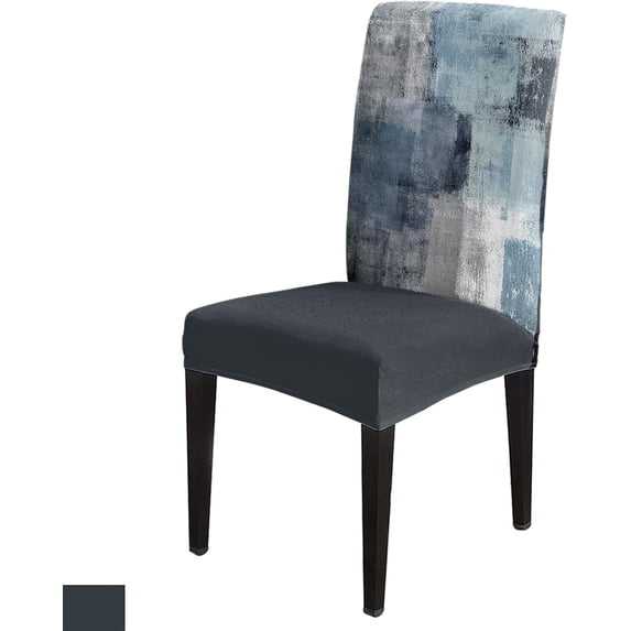 Dining Room Chair Covers Stretch Parsons Chair Slipcovers Set of 6 Abstract Oil Painting Geometric Blue Gray Removable Seat Chair Cover Protector for Kitchen/Hotel/Wedding