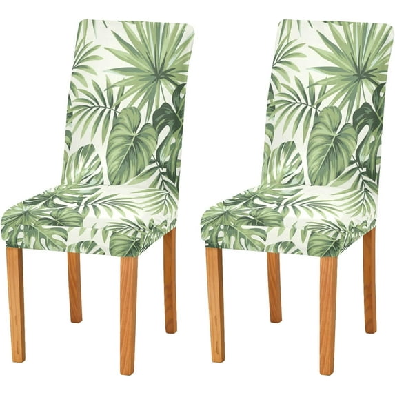 Dining Room Chair Covers, Tropical Palm Leaves Summer Stretch Chair Slipcovers Protector Removable Washable for Dining Room, Ktichen, Party