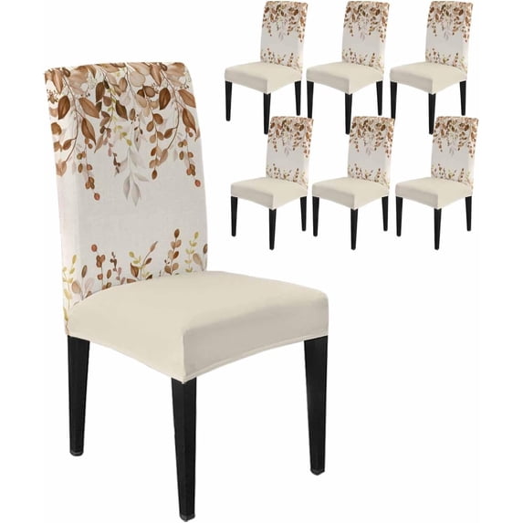 Dining Room Chair Covers Vintage Eucalyptus Leaf Stretch Slipcovers Set ...