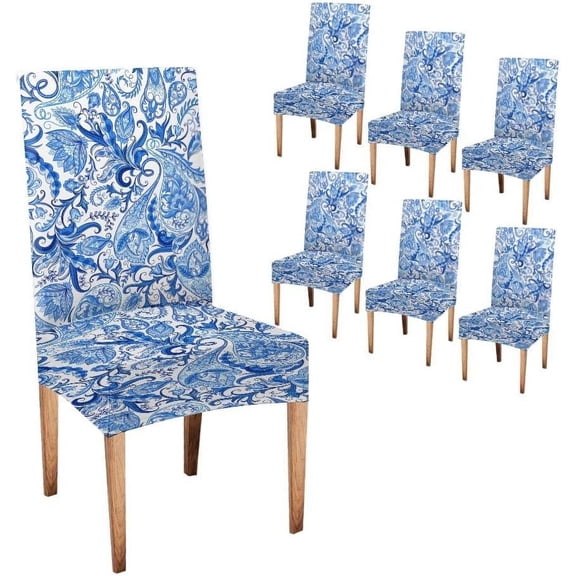 Dining Room Chair Covers Vintage Flowers Pattern Traditional Pickles Ornament Fabric Textile Card Background Chair Covers for Dining Kitchen Restaurant Table