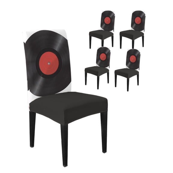 Dining Room Chair Covers Vintage Record Classical Stretch Slipcovers Set of 4, Modern Minimalist Art Removable Washable Chair Seat Protecter for Kitchen Hotel Wedding Party