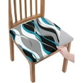 thumbnail image 1 of Dining Room Chair Seat Covers, Abstract Line Geometric Teal Black Gray White Removable Stretch Chair Seat Cushion Slipcovers Protector for Holiday Party Festival Decoration, Set of 4, 1 of 6