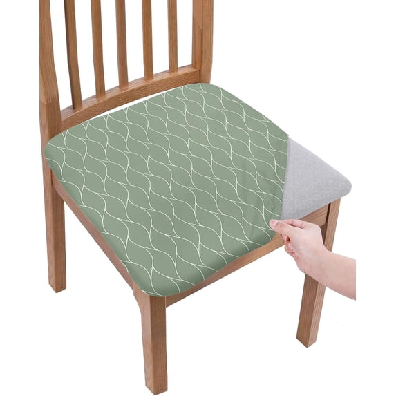 Dining Room Chair Seat Covers, Geometric Modern Abstract Beach Gradient Brown Aqua Removable Stretch Cushion Slipcovers Protector for Holiday Party Festival Decoration, Set of 4 4 pcs