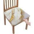 thumbnail image 1 of Dining Room Chair Seat Covers, Marble Texture Modern Art Golden Removable Stretch Chair Seat Cushion Slipcovers Protector for Holiday Party Festival Decoration, Set of 4, 1 of 6