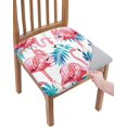 thumbnail image 1 of Dining Room Chair Seat Covers, Pink Flamingo with Blue Leaves Removable Stretch Chair Seat Cushion Slipcovers Protector for Holiday Party Festival Decoration, Set of 6, 1 of 6