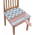 thumbnail image 1 of Dining Room Chair Seat Covers Set of 4 Bohemian Floral Geometric Stripe Removable Stretch Chair Seat Cushion Slipcovers Protector for Holiday Party Festival Decoration, Blue Yellow, 1 of 5