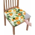 thumbnail image 1 of Dining Room Chair Seat Covers Set of 4 Hawaiian Hibiscus Flower Tropical Leaves Removable Stretch Chair Seat Cushion Slipcovers Protector for Holiday Party Festival Decoration, Summer Orange Green, 1 of 5