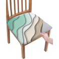 thumbnail image 1 of Dining Room Chair Seat Covers, Wave Pattern Abstract Geometric Pattern Gradient Turquoise Brown Removable Stretch Chair Seat Cushion Slipcovers Protector for Holiday Party Festival, Set of 4, 1 of 6