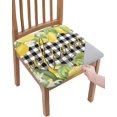 thumbnail image 1 of Dining Room Chair Seat Covers, Welcome Summer Farm Lemon Fruit Black and White Gingham Plaid Removable Stretch Chair Seat Cushion Slipcovers Protector for Holiday Party Festival Decoration, Set of 6, 1 of 6