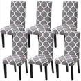 thumbnail image 1 of Dining Room Chair Slicovers Stretch Chair Covers for Dining Room Parsons Chair Slipcover Kitchen Chair Covers (Set of 6, Gray/White), 1 of 6