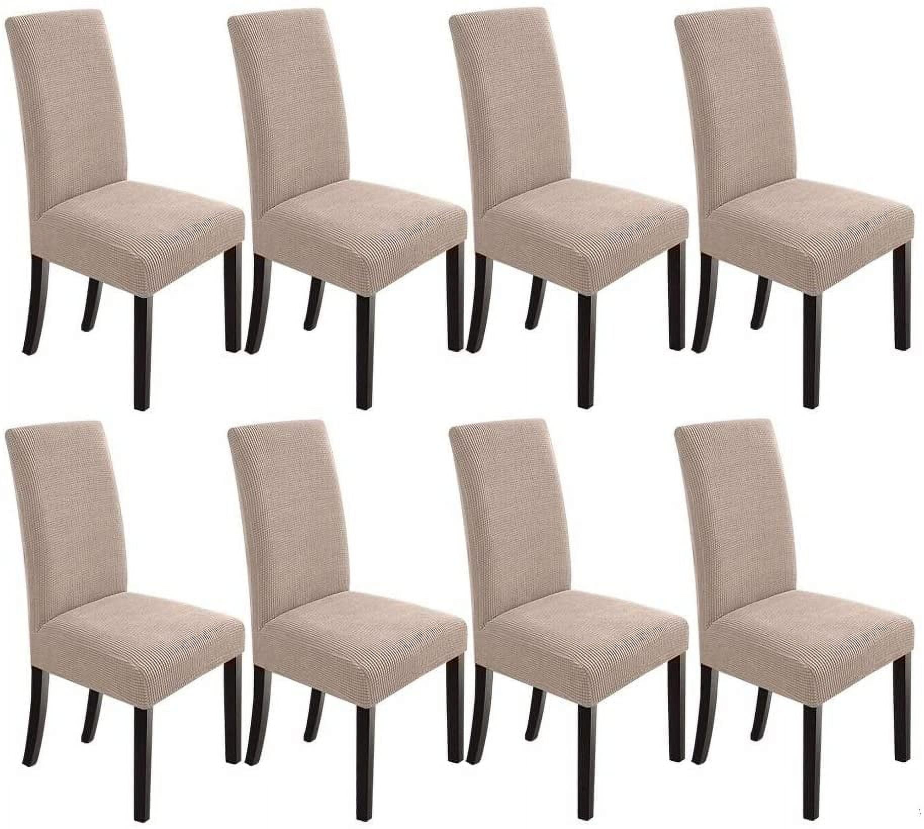 Dining Room Chair Slipcovers Dining Chair Covers Parsons Chair Slipcover Stretch Chair Covers for Dining Room Set of 8,Khaki