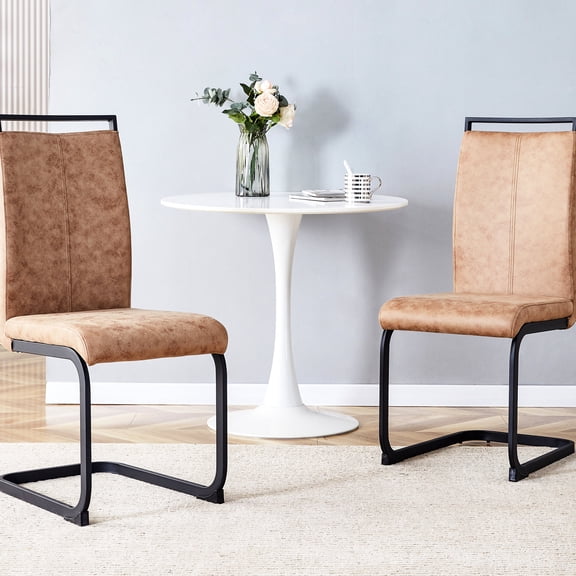 Dining Room Chairs | Modern Style for Various Occasions | Tech Cloth and Black Metal Legs | Provide Day - long Comfort without Backache (Set of 2)
