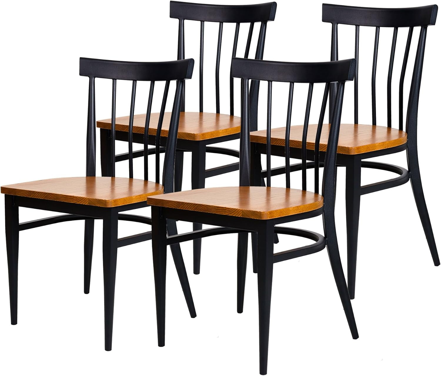 Dining Room Chairs Set of 2 Black Metal Dining Chair Stackable Kitchen ...