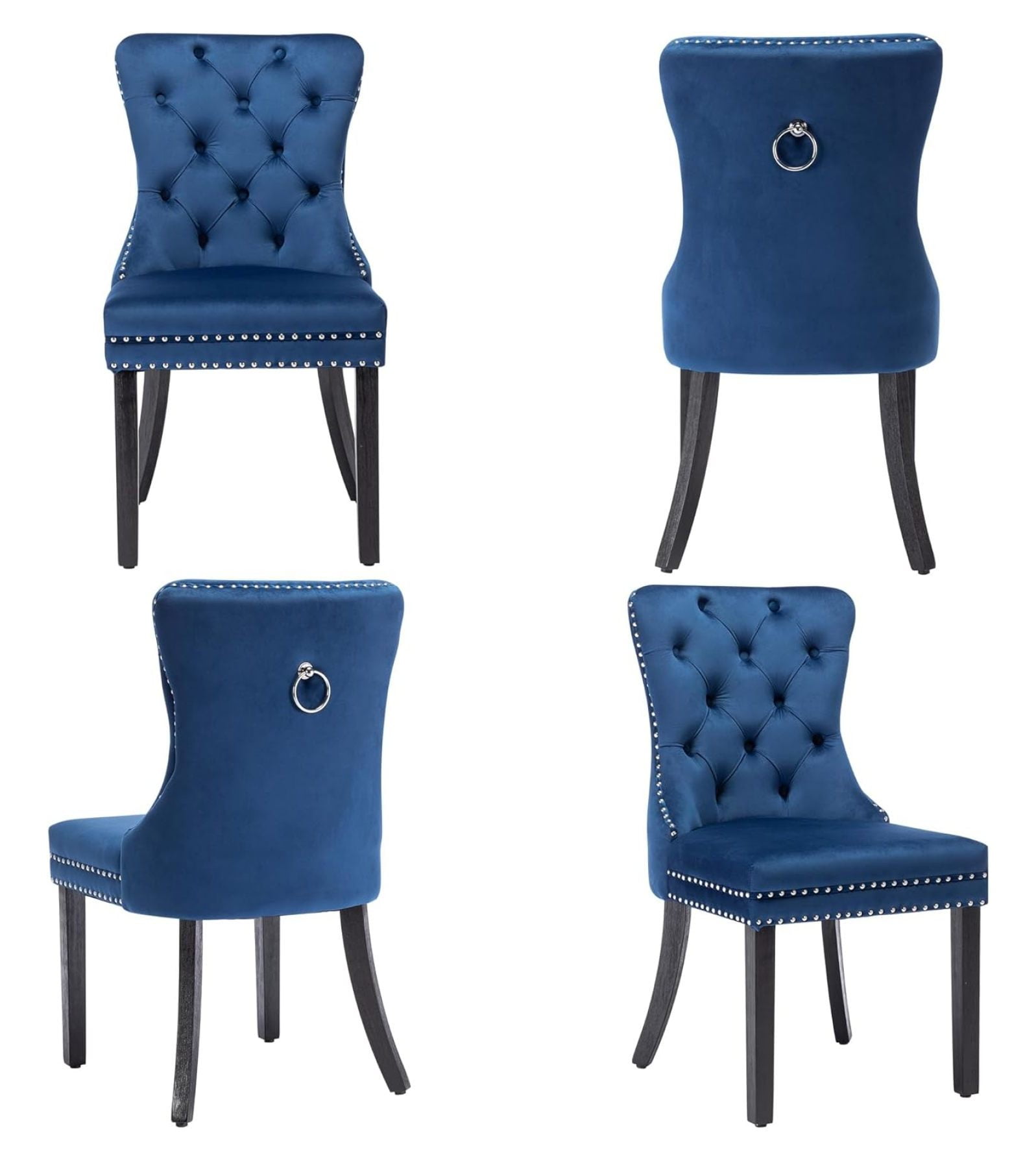 Dining Room Chairs Set of 4, Velvet Tufted Chairs with Nailhead Rivet ...