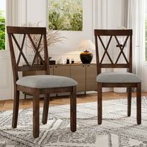 Dining Room Chairs Set of 2, Diner Chairs Upholstered Fabric Side Stylish Kitchen Chairs, Brown