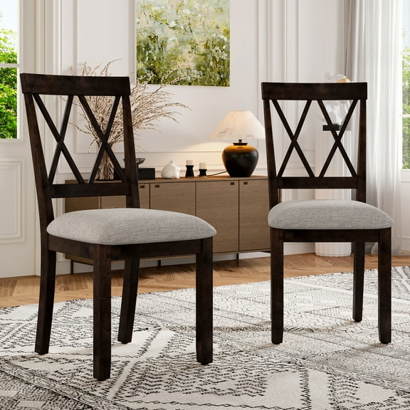 Dining Room Chairs Set of 2, Diner Chairs Upholstered Fabric Side Stylish Kitchen Chairs, Espresso
