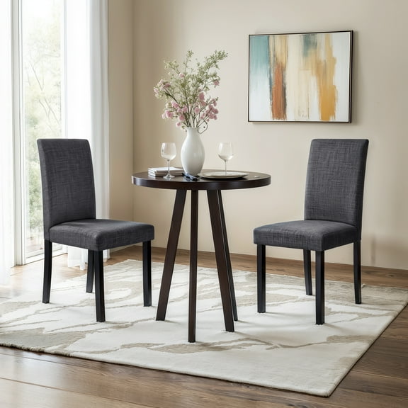 Dining Room Chairs Set of 2, Parsons Diner Chairs Fabric Side Kitchen Chairs Dark Gray