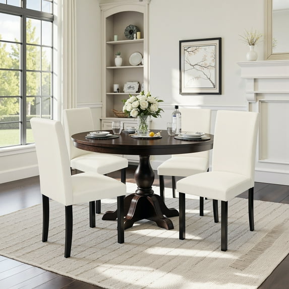 Dining Room Chairs Set of 4, Parsons Diner Chairs Fabric Side Kitchen Chairs White